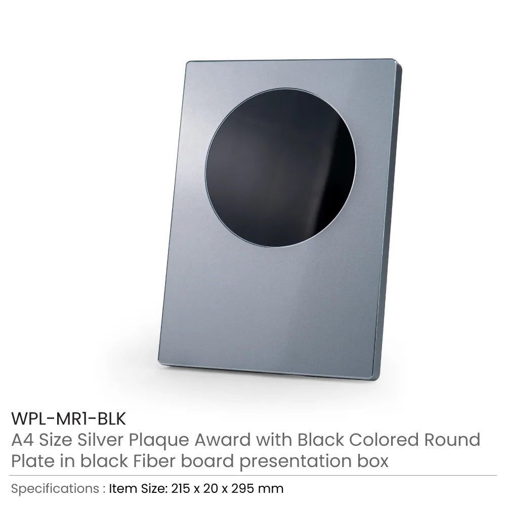 A4 Aluminum Award Plaques with Round Colored Plate and Stand