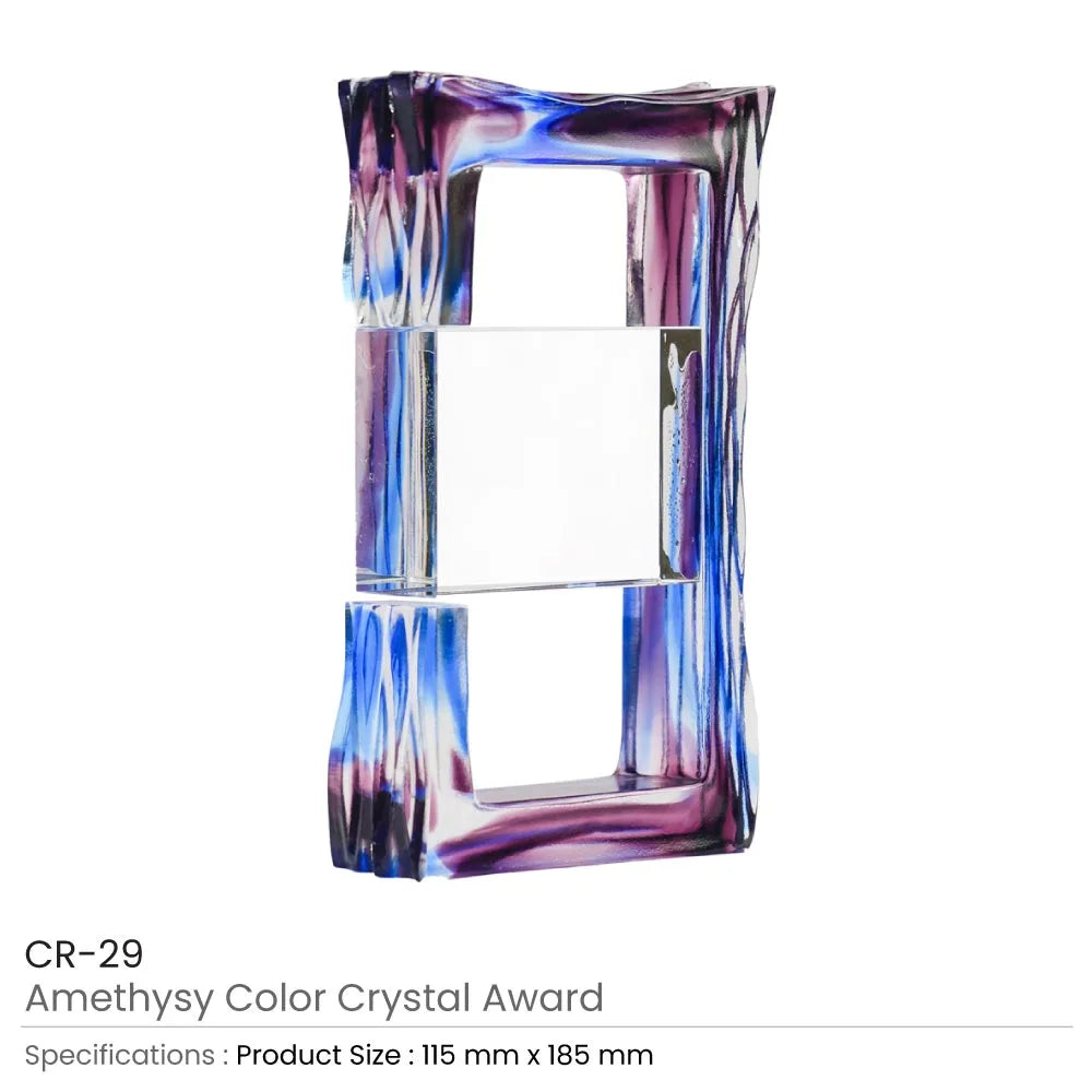 Amethyst Color Crystal Awards in Black Presentation Box