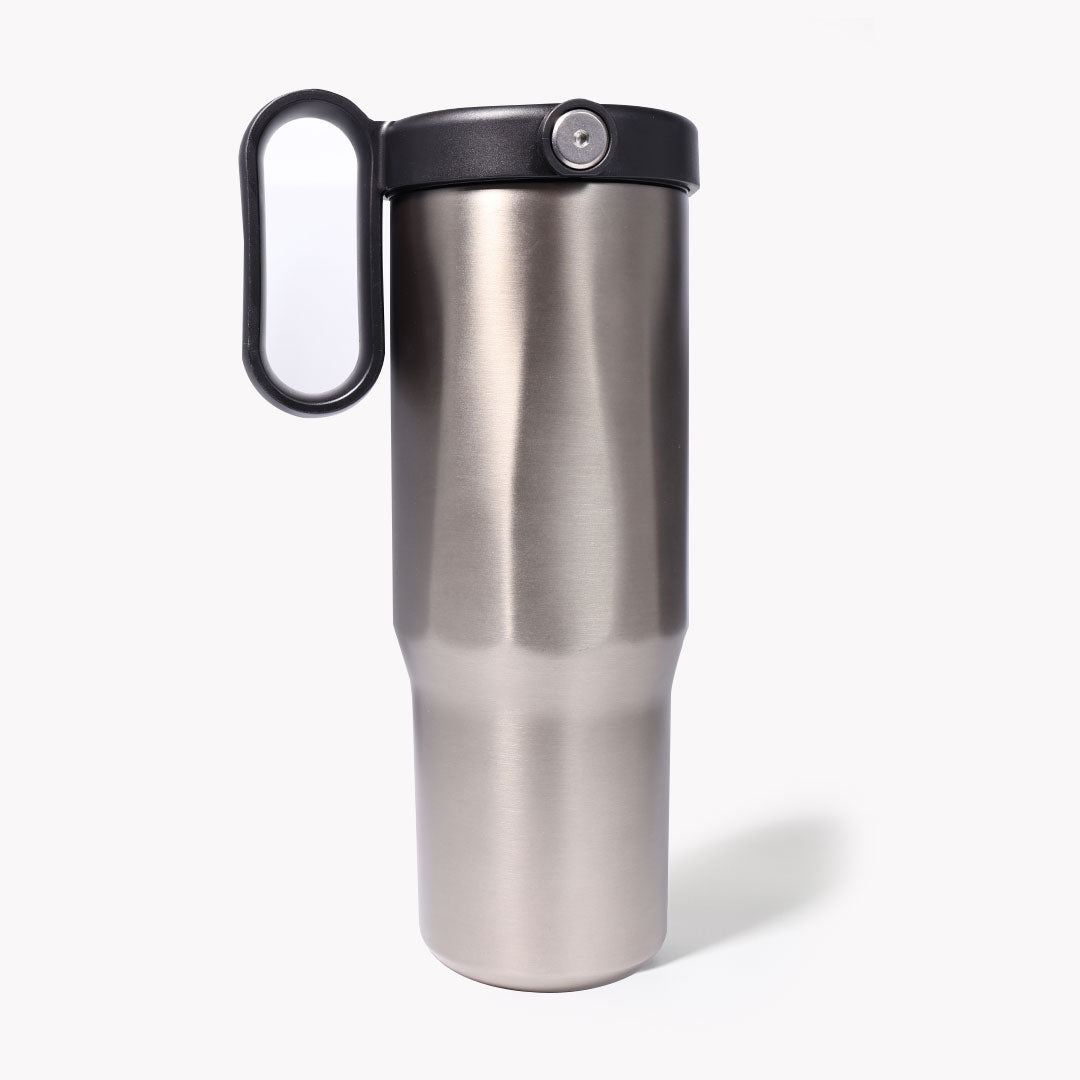 EXPLORER Powder Coating - Versatile 900ml Recycled Stainless Steel Mug with Straw
