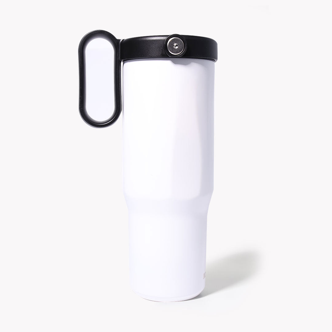 EXPLORER Powder Coating - Versatile 900ml Recycled Stainless Steel Mug with Straw