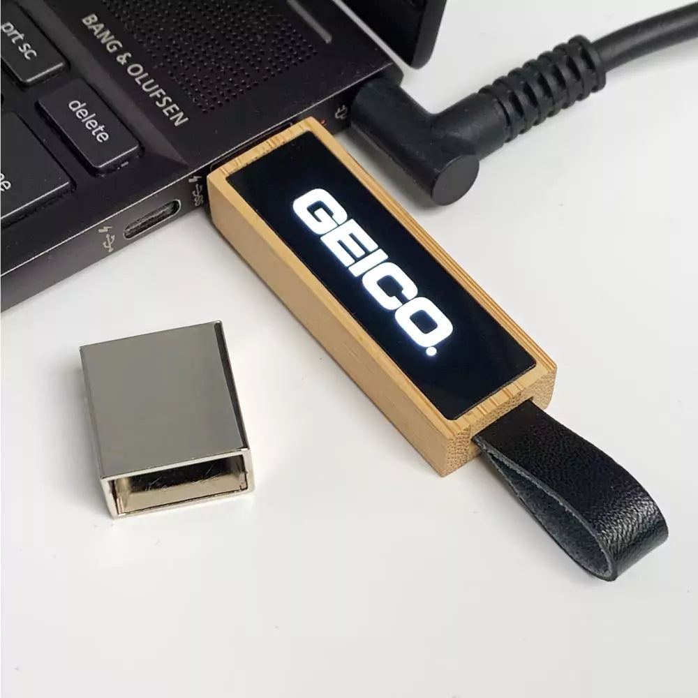 Bamboo LED Logo USB with Strap 64GB V. 3.0