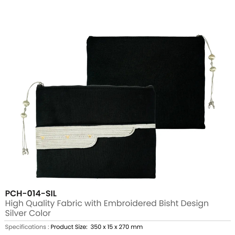 Laptop Sleeve Zipper Pouch with Tassel and Arabic Bisht Design Embroidery