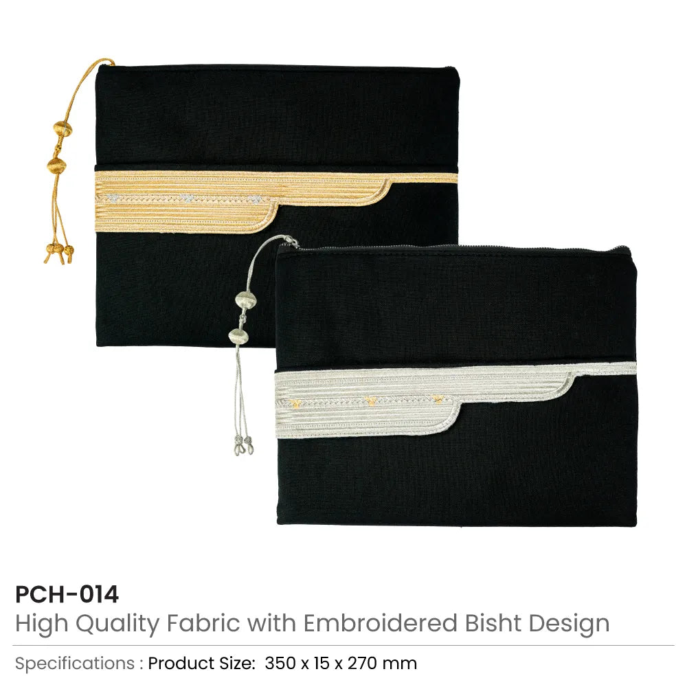 Laptop Sleeve Zipper Pouch with Tassel and Arabic Bisht Design Embroidery