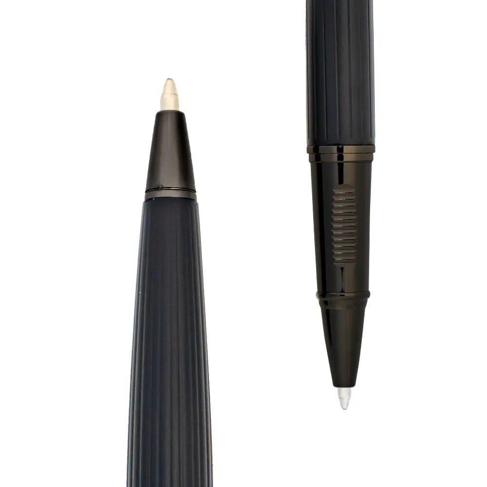 Black Metal Pen Set with Matte & Glossy Finish in PU Leather Box