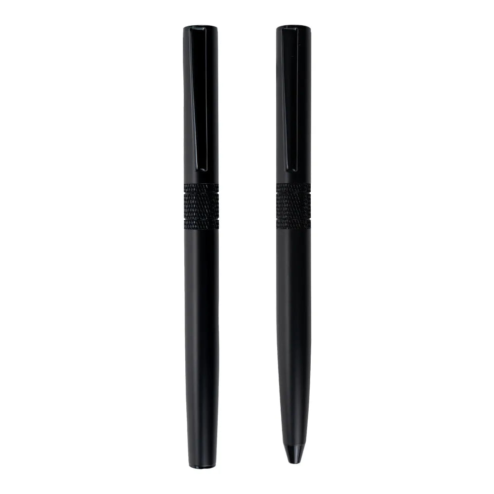 Black Metal Pen Set with Matte Finish in Hardboard Slide to Open Box
