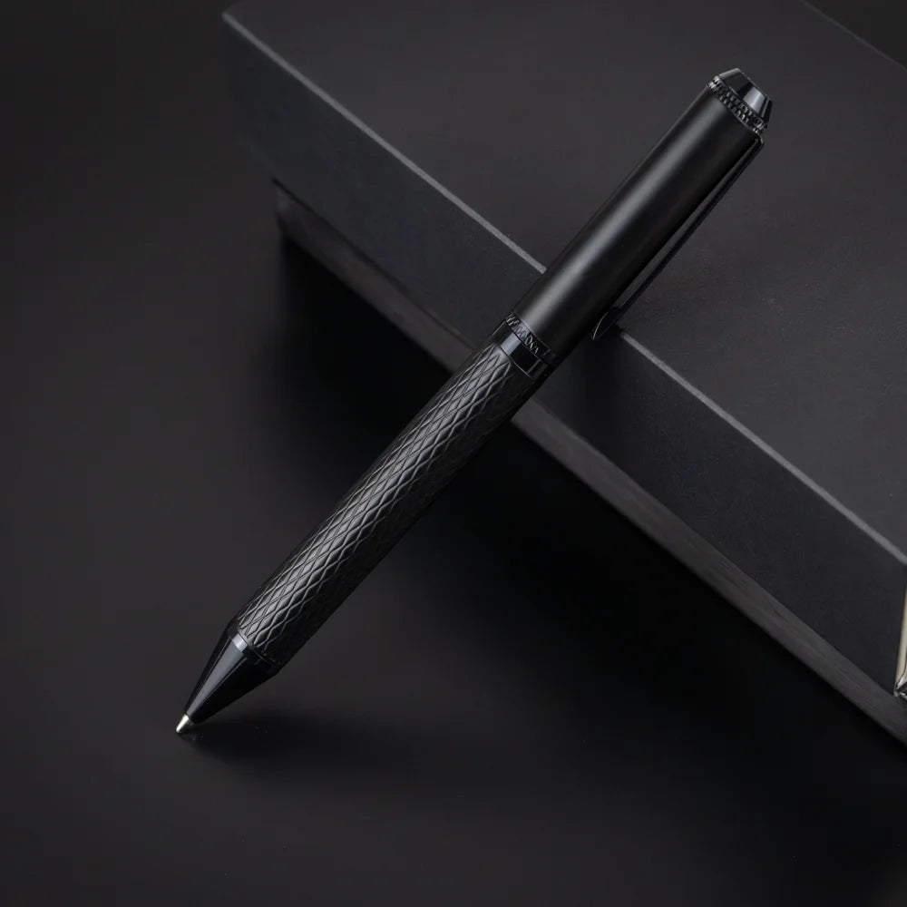 Black Metal Pens with Diamond Textured Design Barrel