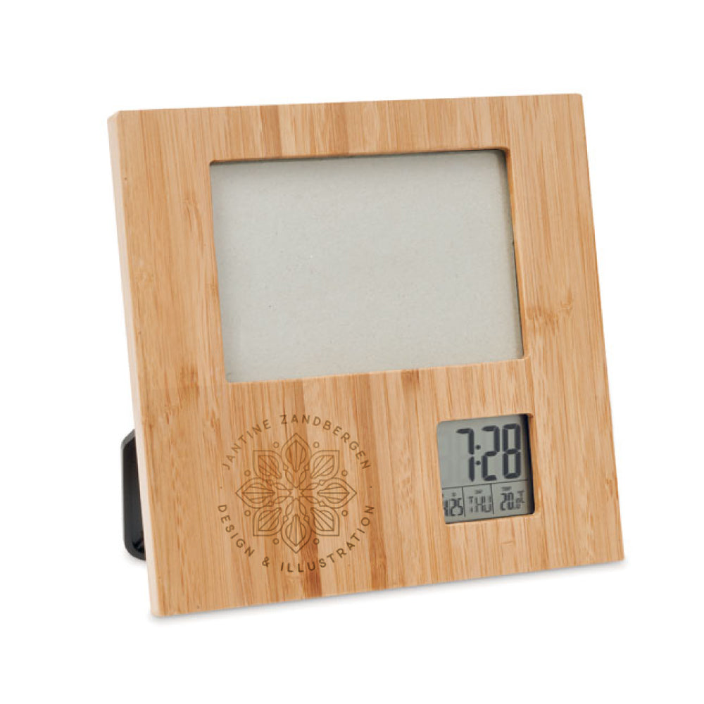Bamboo Photo Frame with Digital Clock
