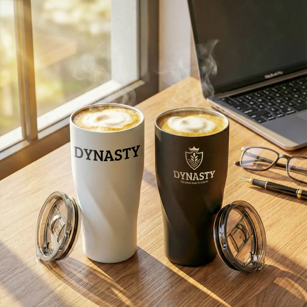 Dorniel Designs Tumblers with Transparent Lid, Recycled Stainless Steel - 540ml