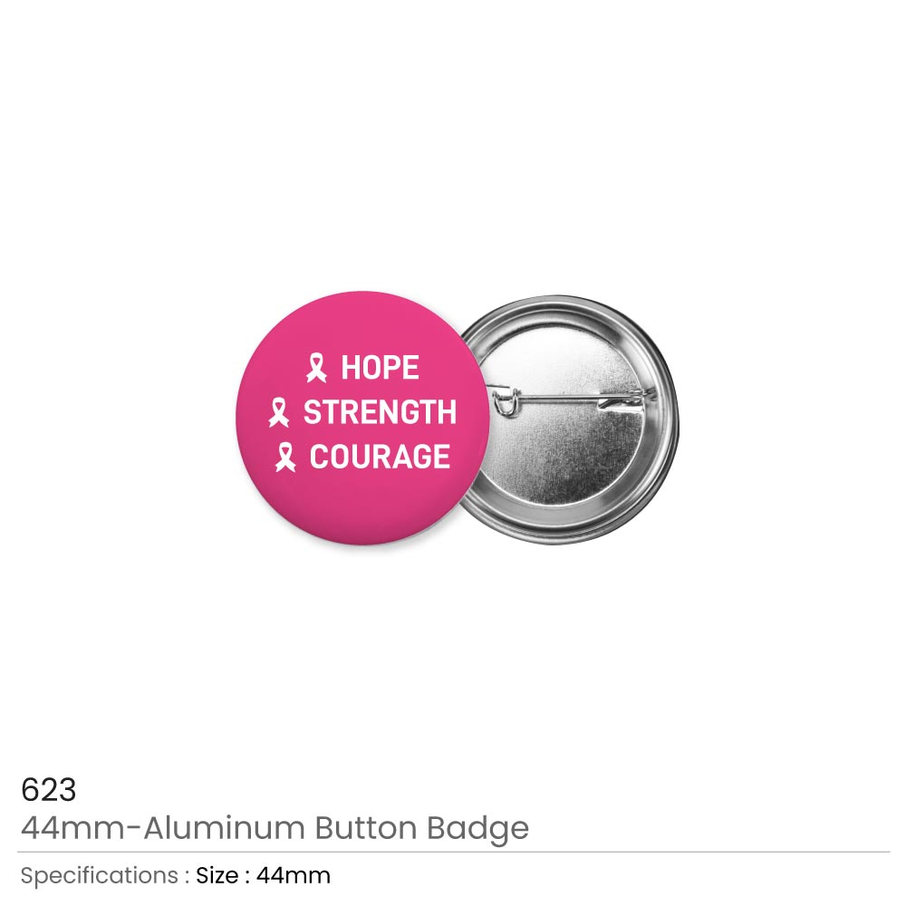 Breast Cancer Awareness Logo Button Badges in Aluminum