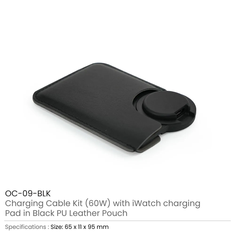 Charging Cable Kit (60W) with iWatch Charging Pad in PU Leather Pouch