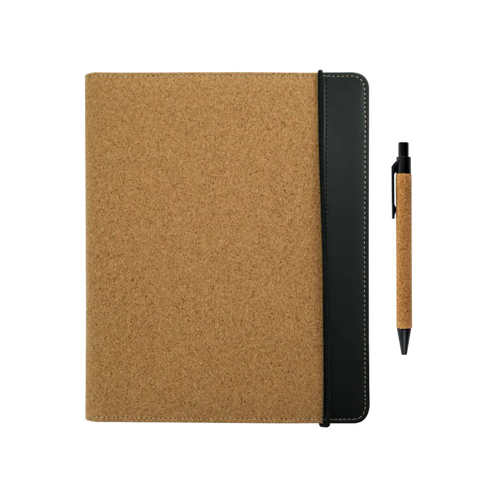 Cork Cover Folder B5 Size with Notepad, Pen and Sticky Notes