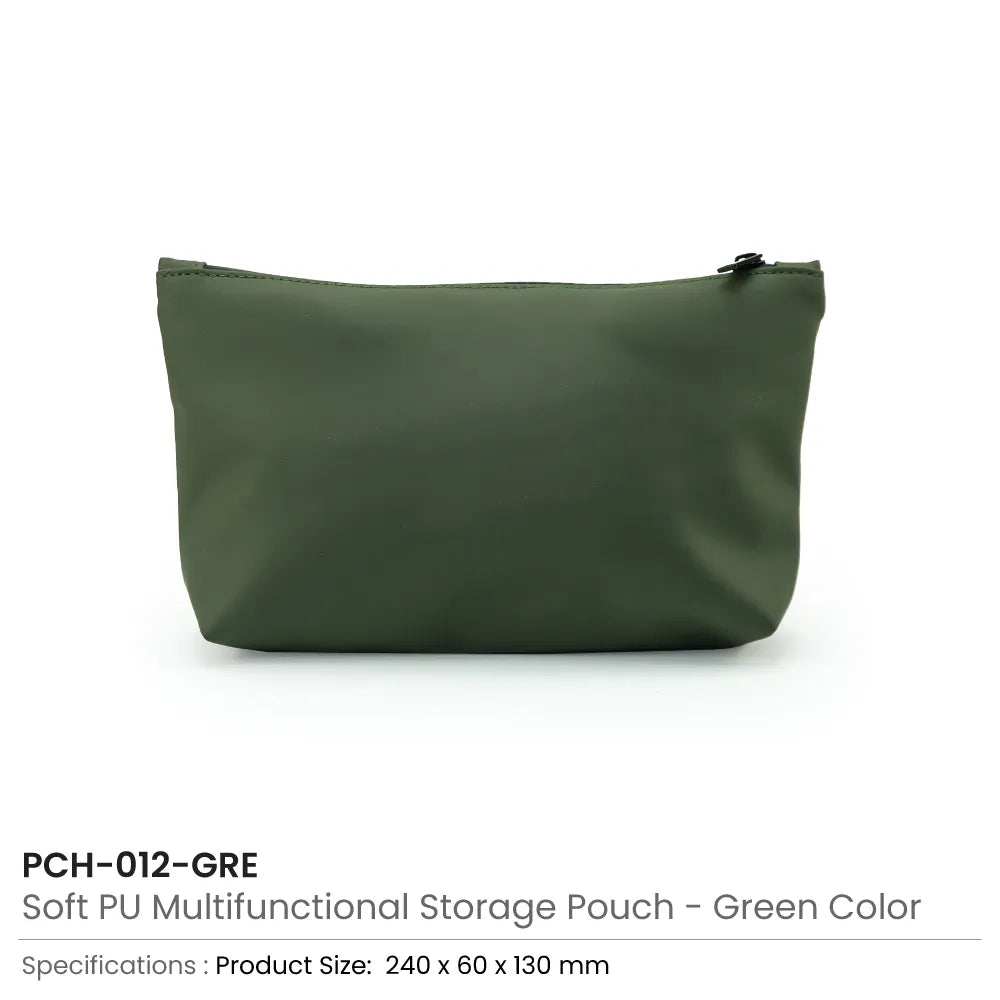 Cosmetic Pouch with Zipper in Soft PU Material