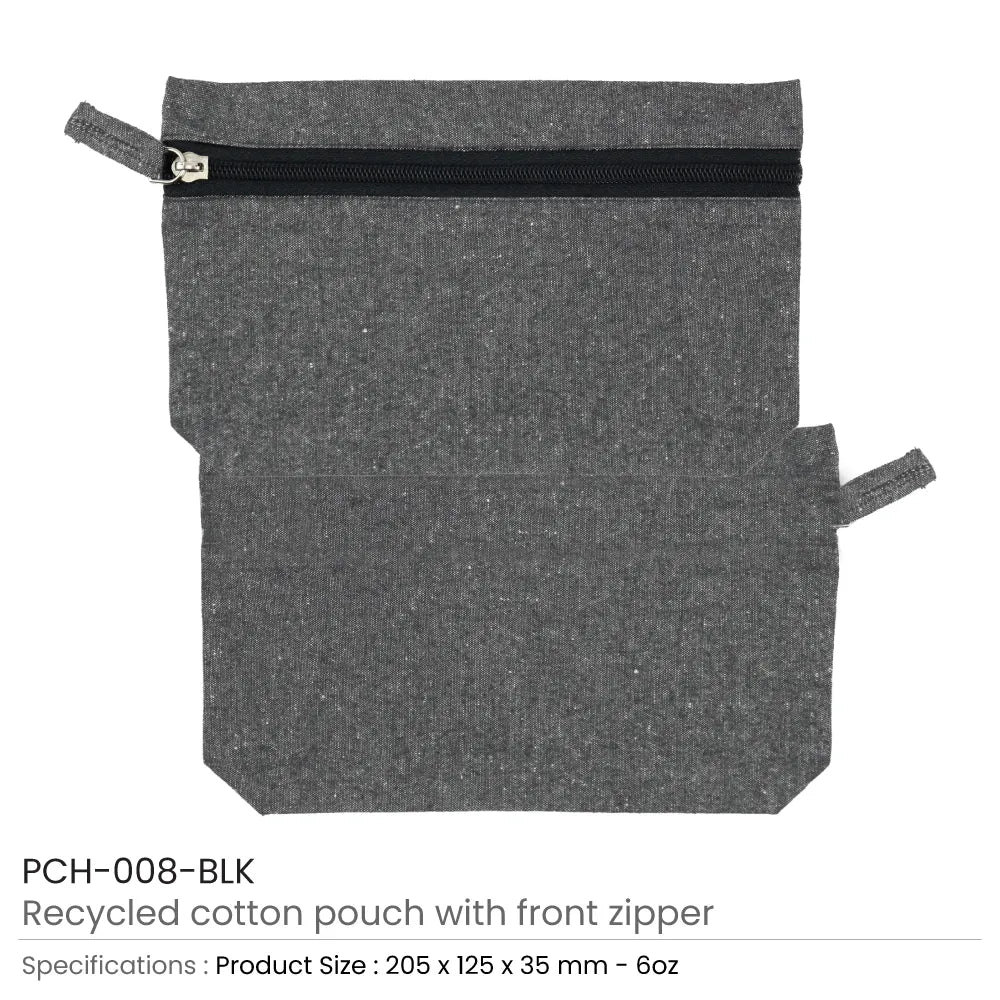 Cotton Pouch with front Zipper