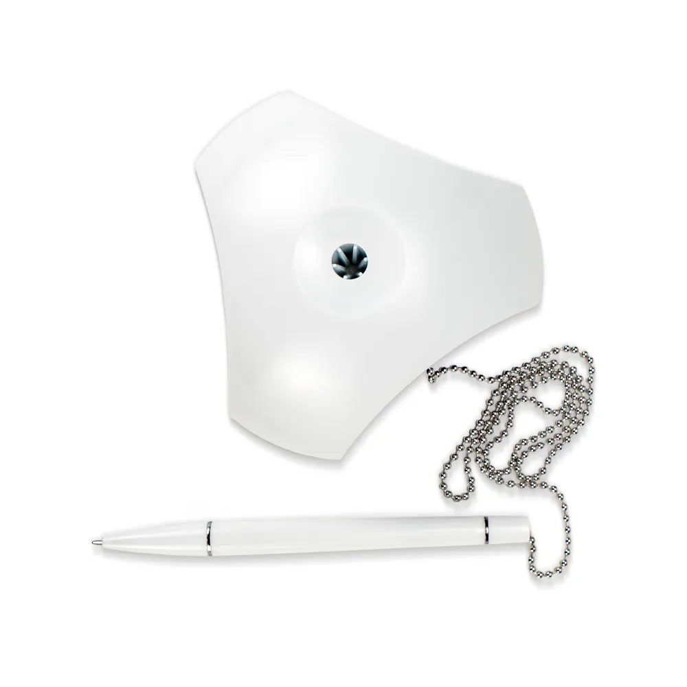 Counter Pen with Base Holder and Secured Chain – Blue Ink