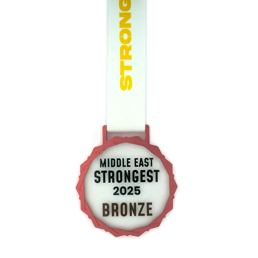Glass Medals with Metal Frame and 3cm White Ribbon