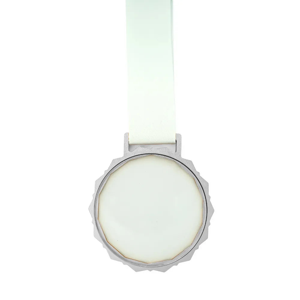 Glass Medals with Metal Frame and 3cm White Ribbon