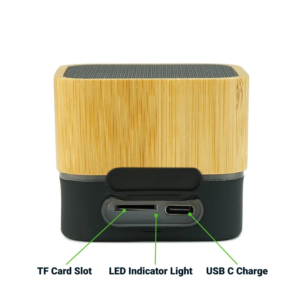 Cube Bamboo Bluetooth Speakers V5.0