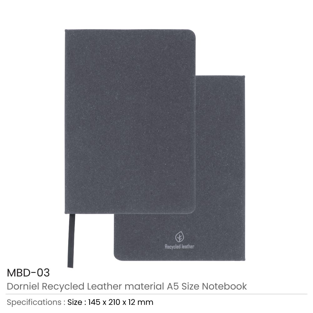 Dorniel A5 Notebooks with Recycled Leather Cover