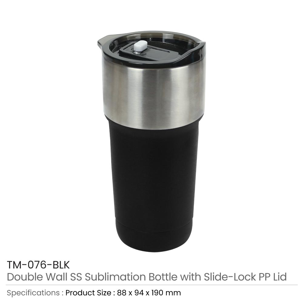 Double Wall SS Tumblers with Slide-Lock PP Lid 591ml