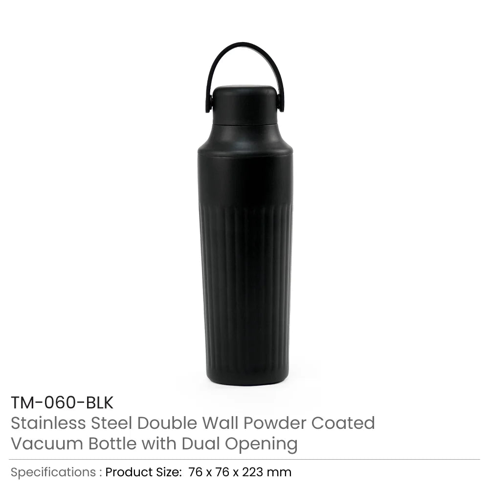 Dual Opening SS Bottles, Double-Wall Insulated Body, Powder Coated, 500ml
