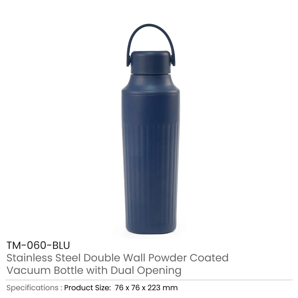 Dual Opening SS Bottles, Double-Wall Insulated Body, Powder Coated, 500ml