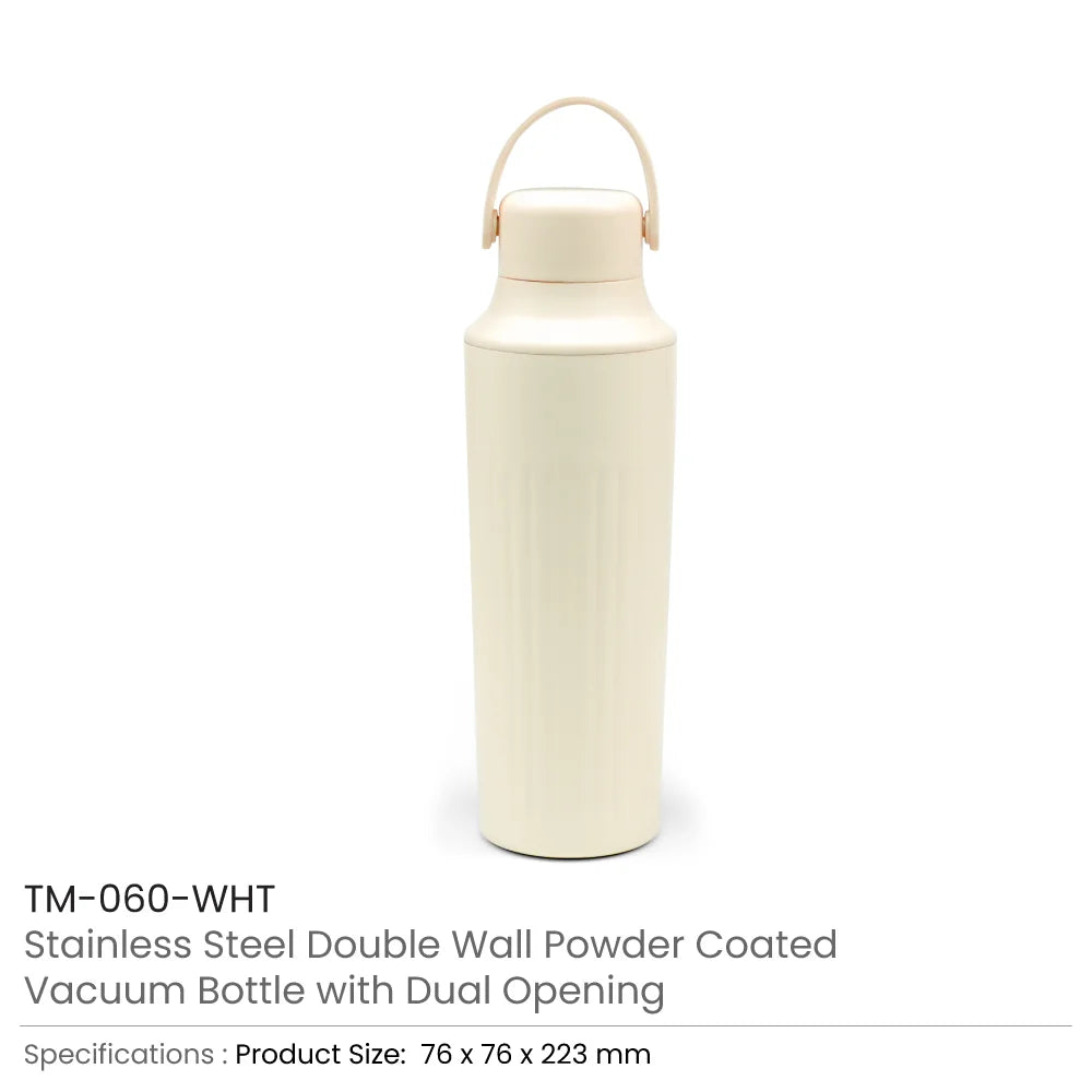 Dual Opening SS Bottles, Double-Wall Insulated Body, Powder Coated, 500ml