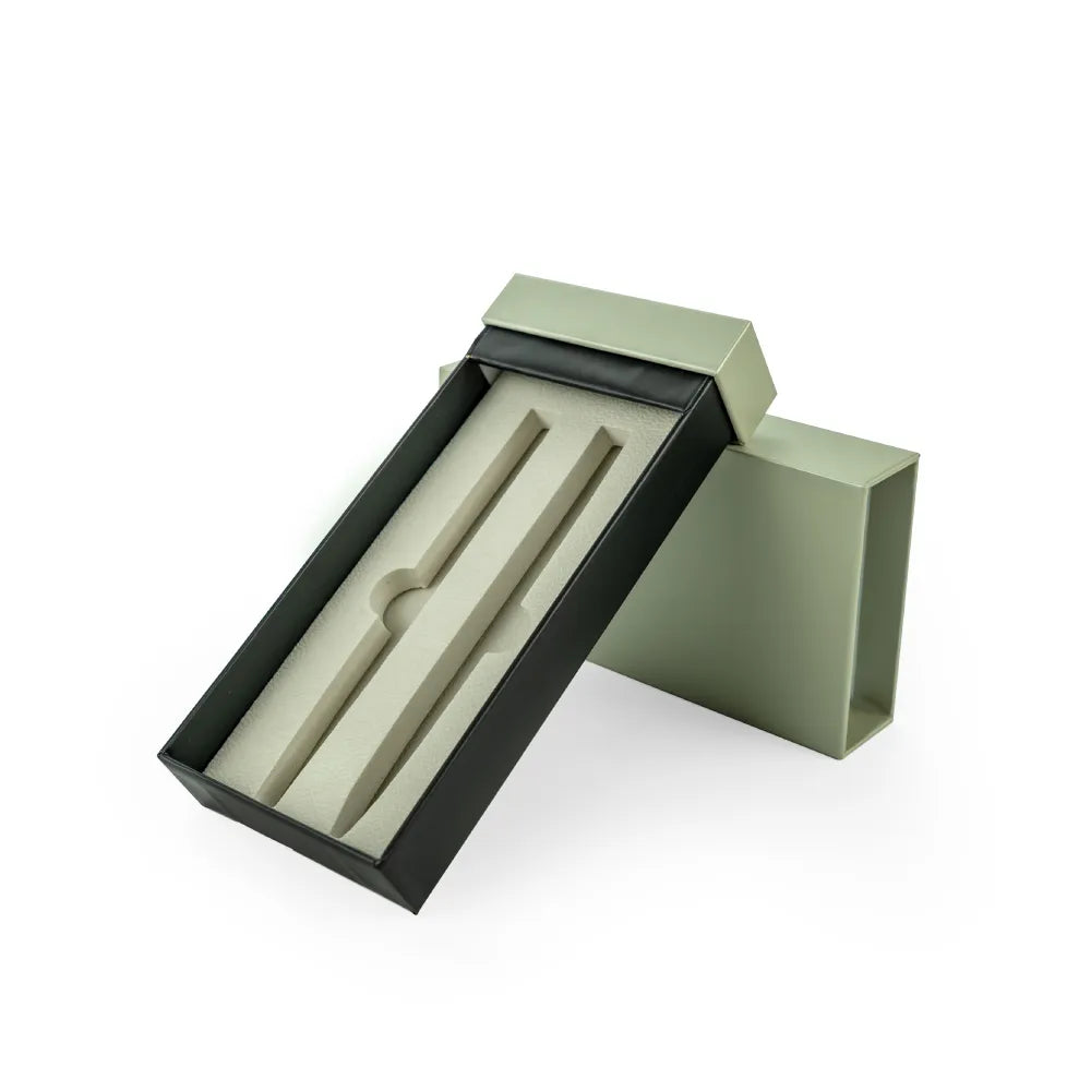 Dual Pen Box Slide to Open in Hard Cardboard Material