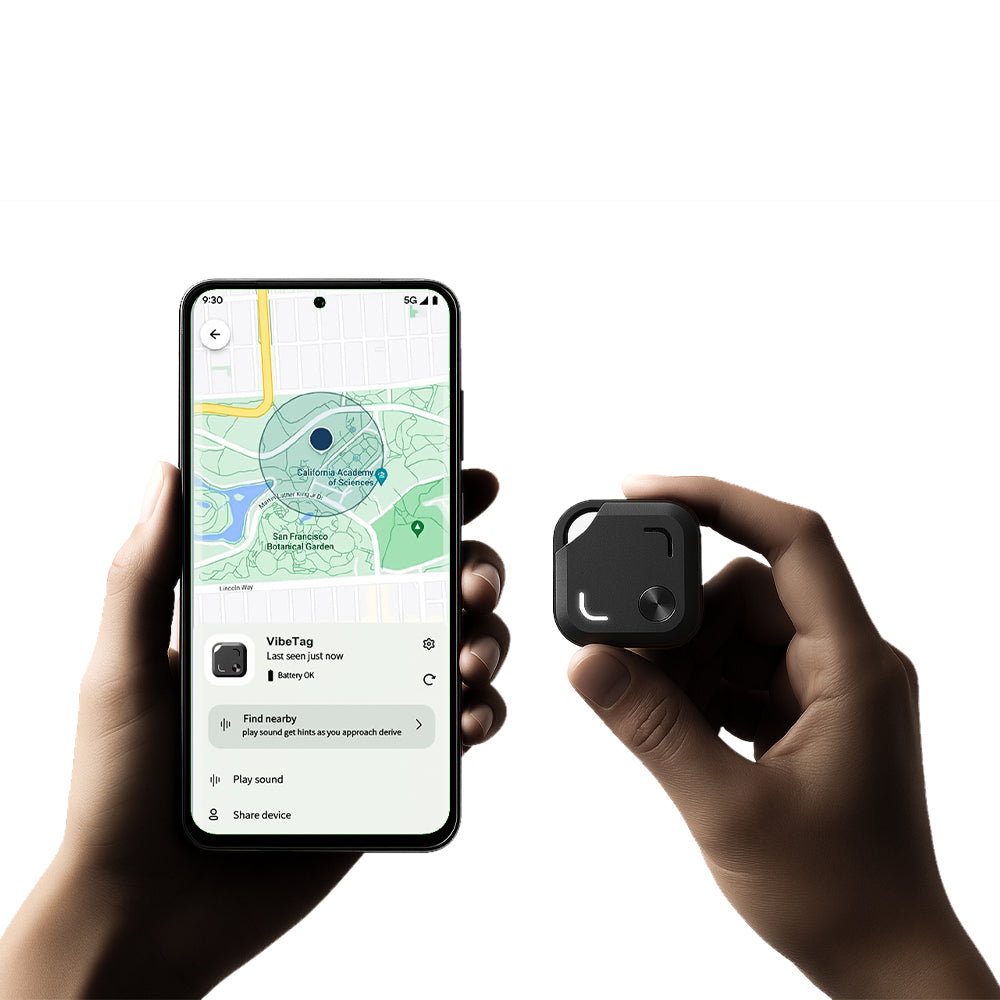 VIBE TAG – Sleek Matte Finish Dual Tracking Key Finder with Apple Find My & Google Hub Support, 1-Year Battery Life