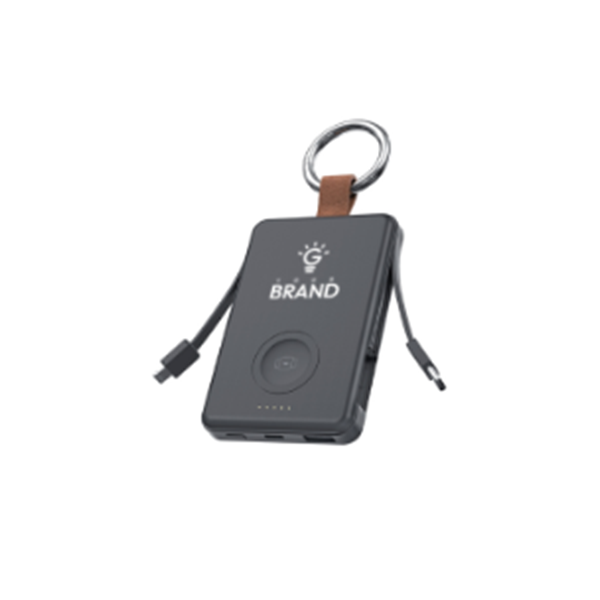 RING POWER: 5000mAh Power Bank with Built-In Cables & Wireless Charging for Apple and Samsung Watches