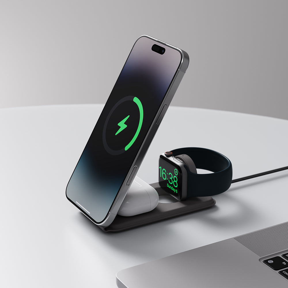 3n1 MAGBOLT PRO – Compact Foldable 3-in-1 Wireless Charger with 15W Fast Phone Charging & Dual Watch Compatibility