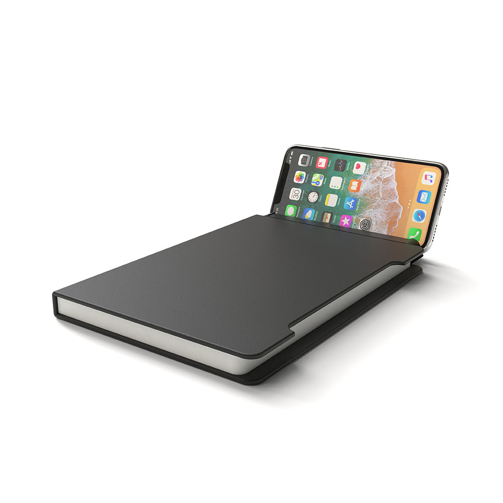 NOTECASE – A5 Recycled PU Notebook with 96 Sheets, Built-in Phone Stand & Ruler