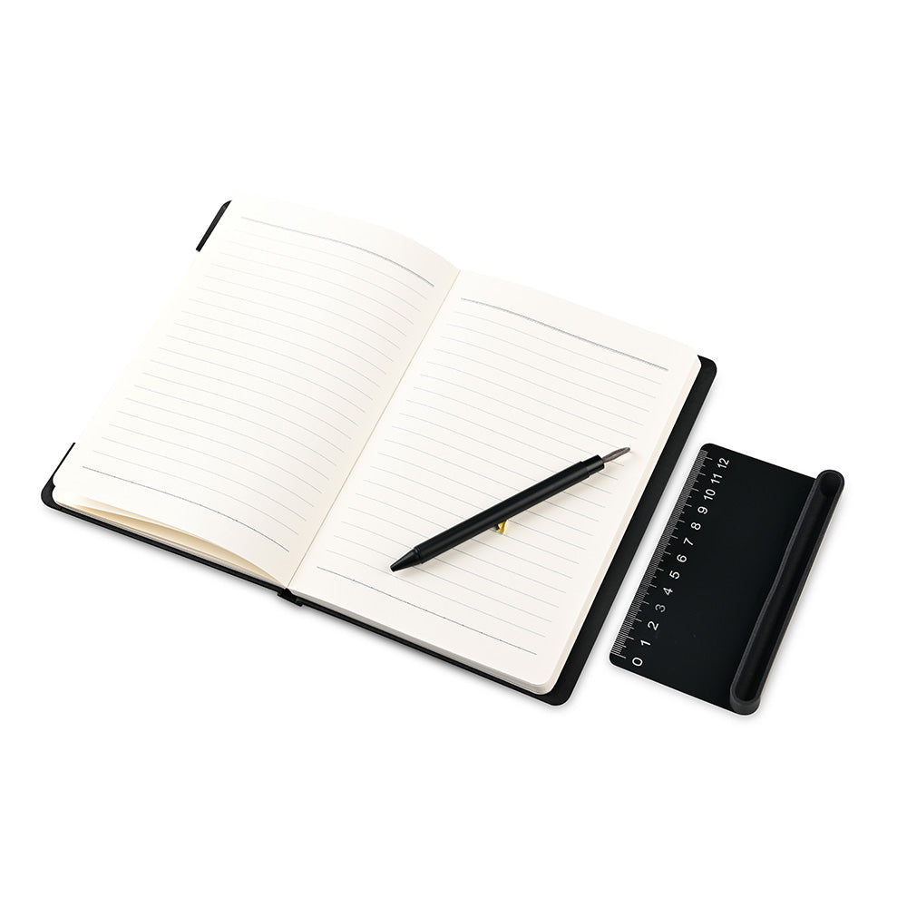 NOTECASE – A5 Recycled PU Notebook with 96 Sheets, Built-in Phone Stand & Ruler