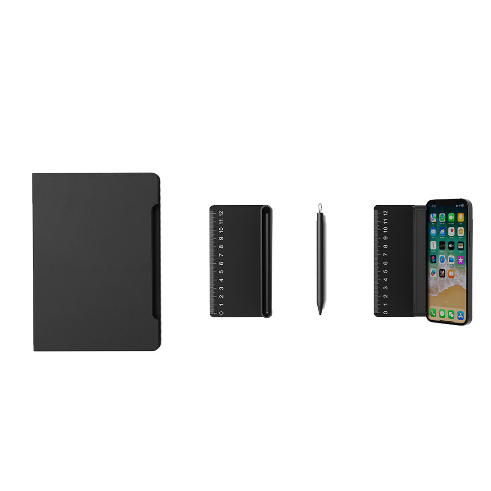 NOTECASE – A5 Recycled PU Notebook with 96 Sheets, Built-in Phone Stand & Ruler