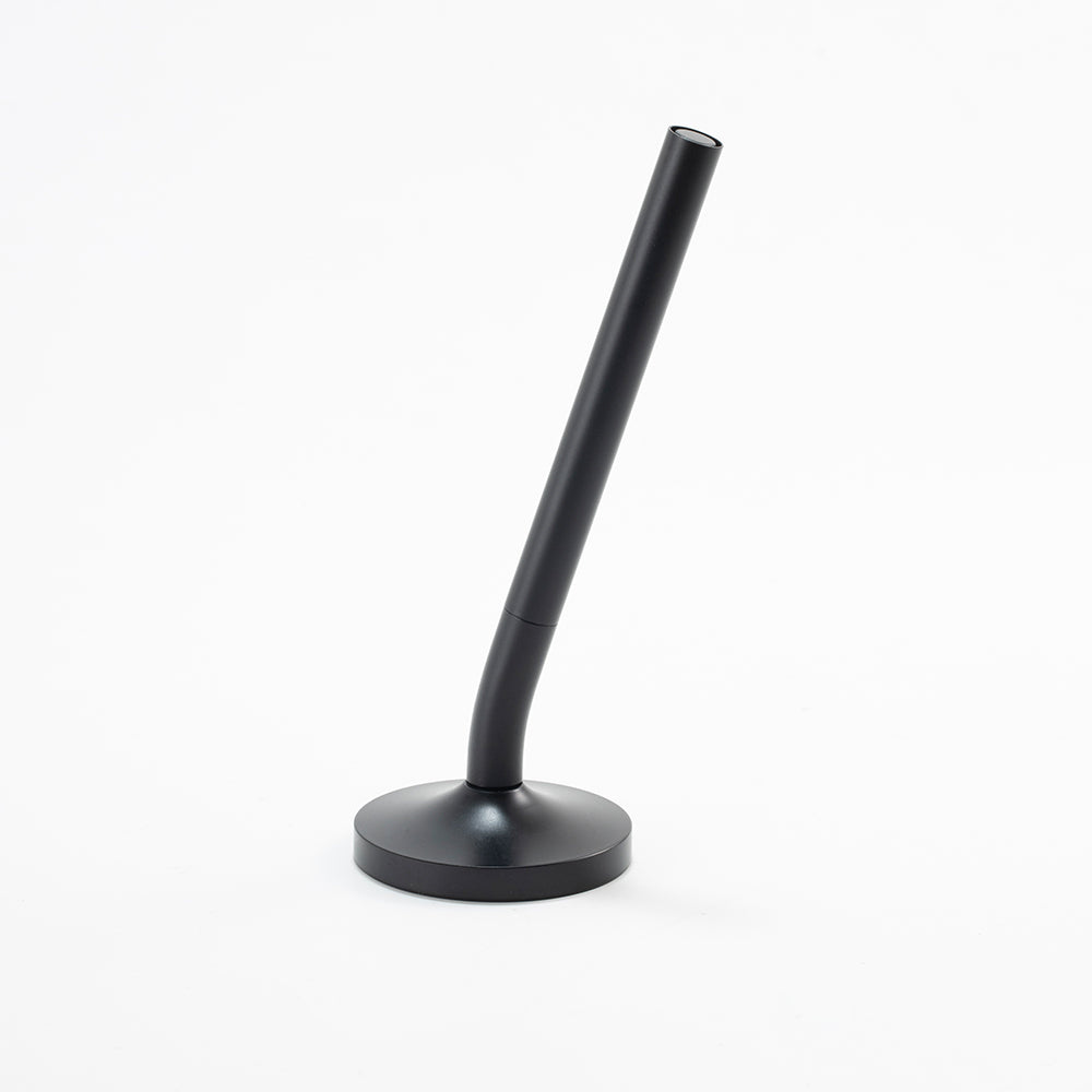 DESK MAGPEN – Sleek Matte Black Aluminum Roller Pen with 0.7mm Blue Ink & Matching Stainless Steel Base