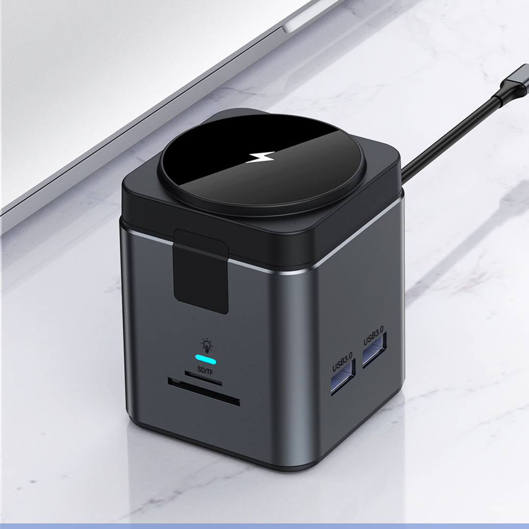 8n1 HUB – Gunmetal Multi-Port Charging Hub with Integrated MagSafe Wireless Charging & 100W Type-C Power