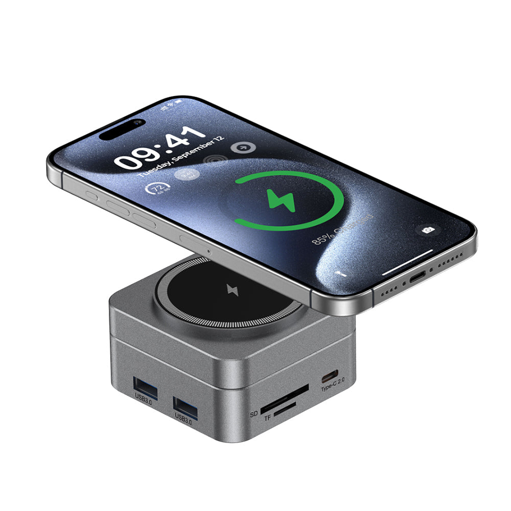 10n1 HUBMAX – Gunmetal 10-in-1 High-Capacity Charging Station with MagSafe Wireless & 100W Type-C Power