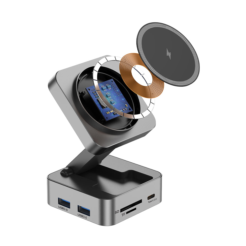 10n1 HUBMAX – Gunmetal 10-in-1 High-Capacity Charging Station with MagSafe Wireless & 100W Type-C Power
