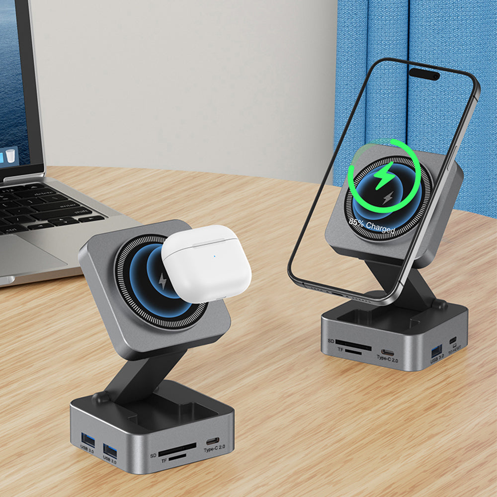 10n1 HUBMAX – Gunmetal 10-in-1 High-Capacity Charging Station with MagSafe Wireless & 100W Type-C Power