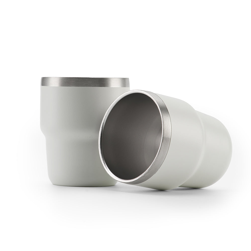 ESPRESSO STACKABLE – Stylish 80ml Double-Wall Stainless Steel Espresso Cups with Silver-Lined Lid & Premium Gift Box