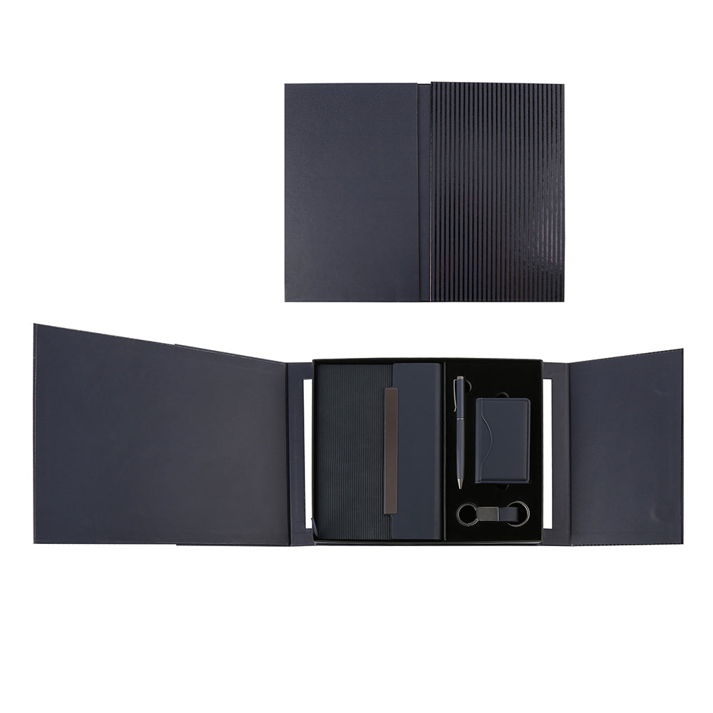 BUSINESS SET – Premium 5-Piece Professional Gift Set with PU Notebook, Metal Pen, Card Holder & Keychain in Elegant Box
