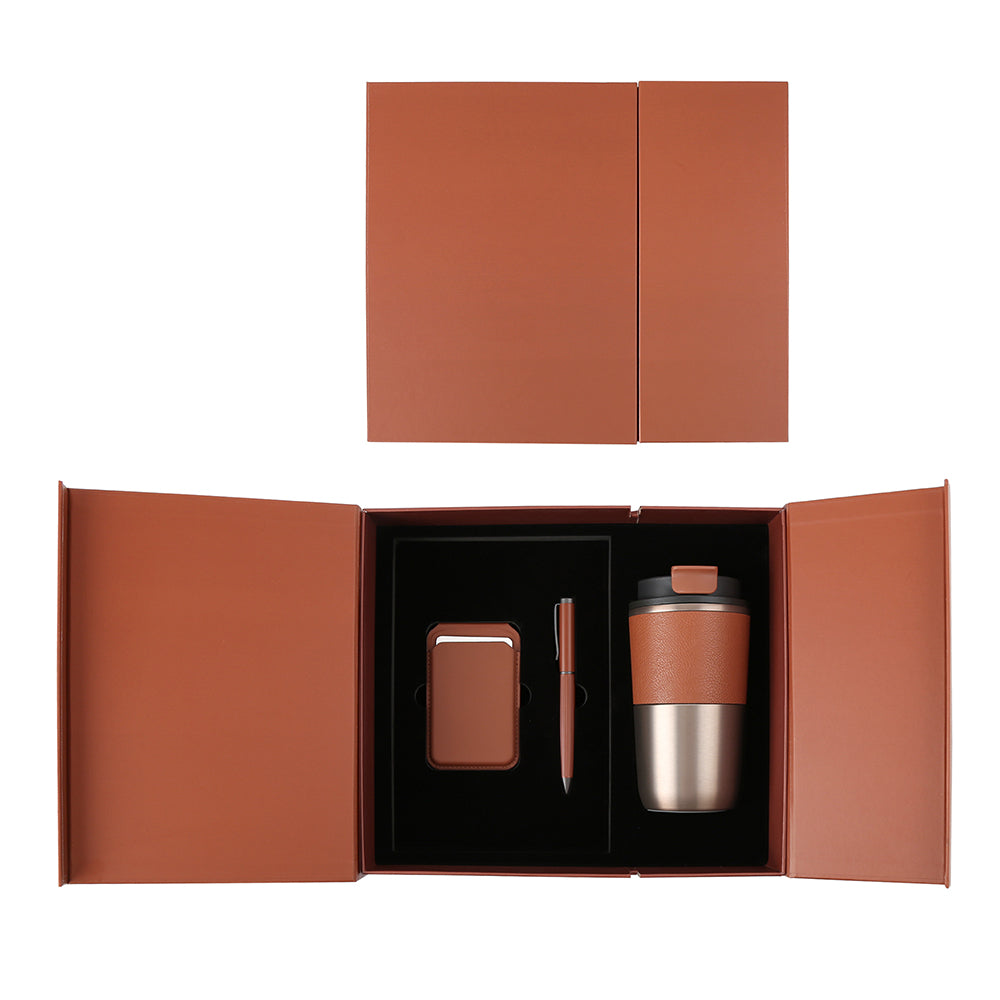 COZY SET – Elegant Gift Set with 420ml Stainless Steel Mug, PU Notebook & Metal Pen in Premium Leather Box