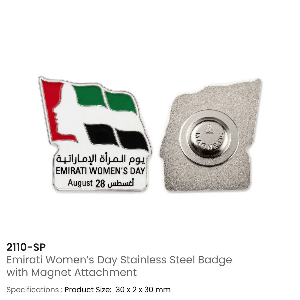 Emirati Women's Day Badges in Metal with Magnet Attachment