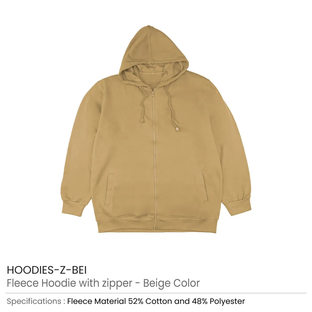 Fleece Hoodies with Zipper in (S to 3XL) Sizes