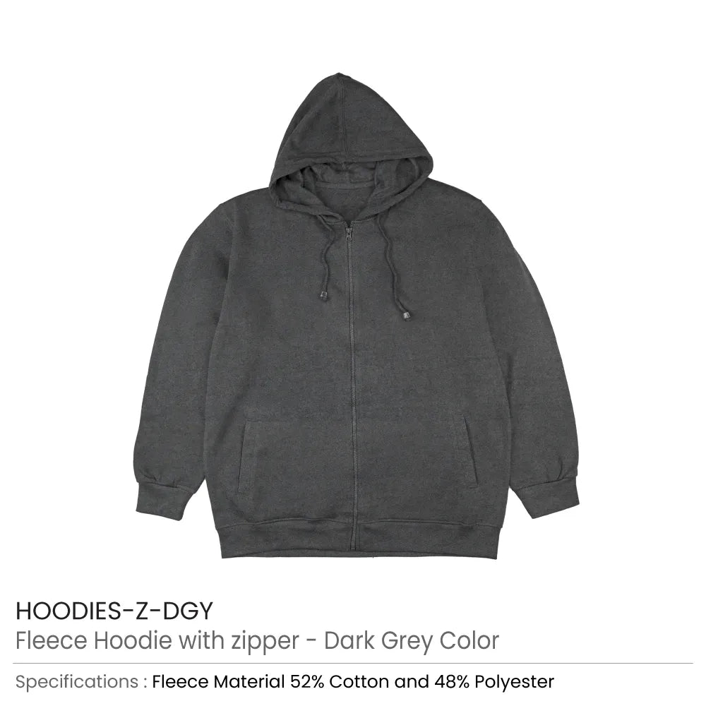 Fleece Hoodies with Zipper in (S to 3XL) Sizes