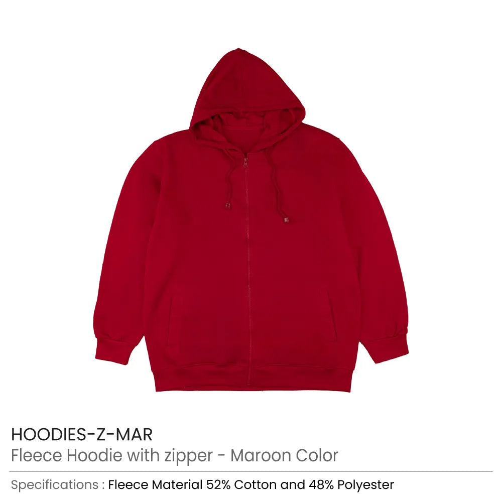 Fleece Hoodies with Zipper in (S to 3XL) Sizes