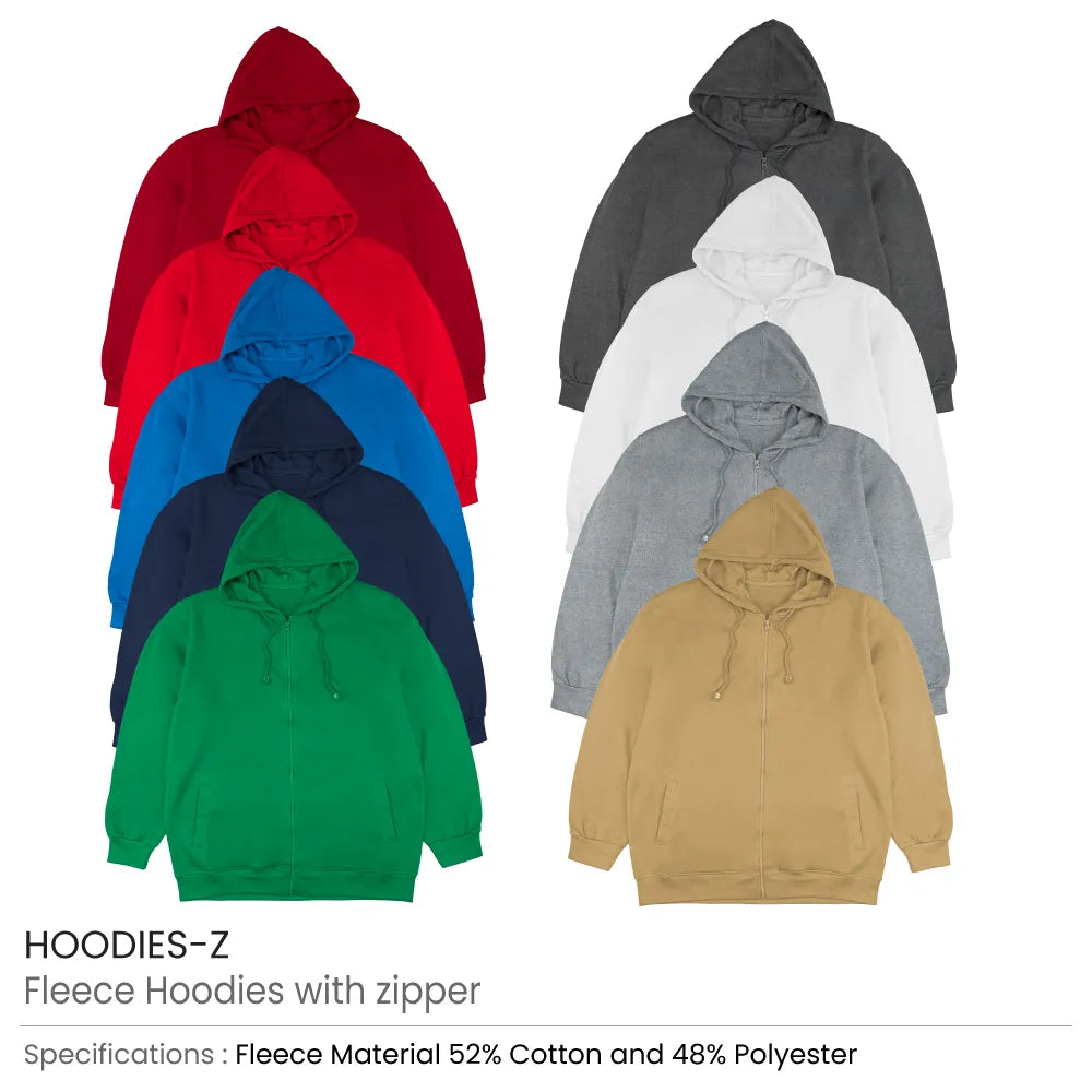 Fleece Hoodies with Zipper in (S to 3XL) Sizes