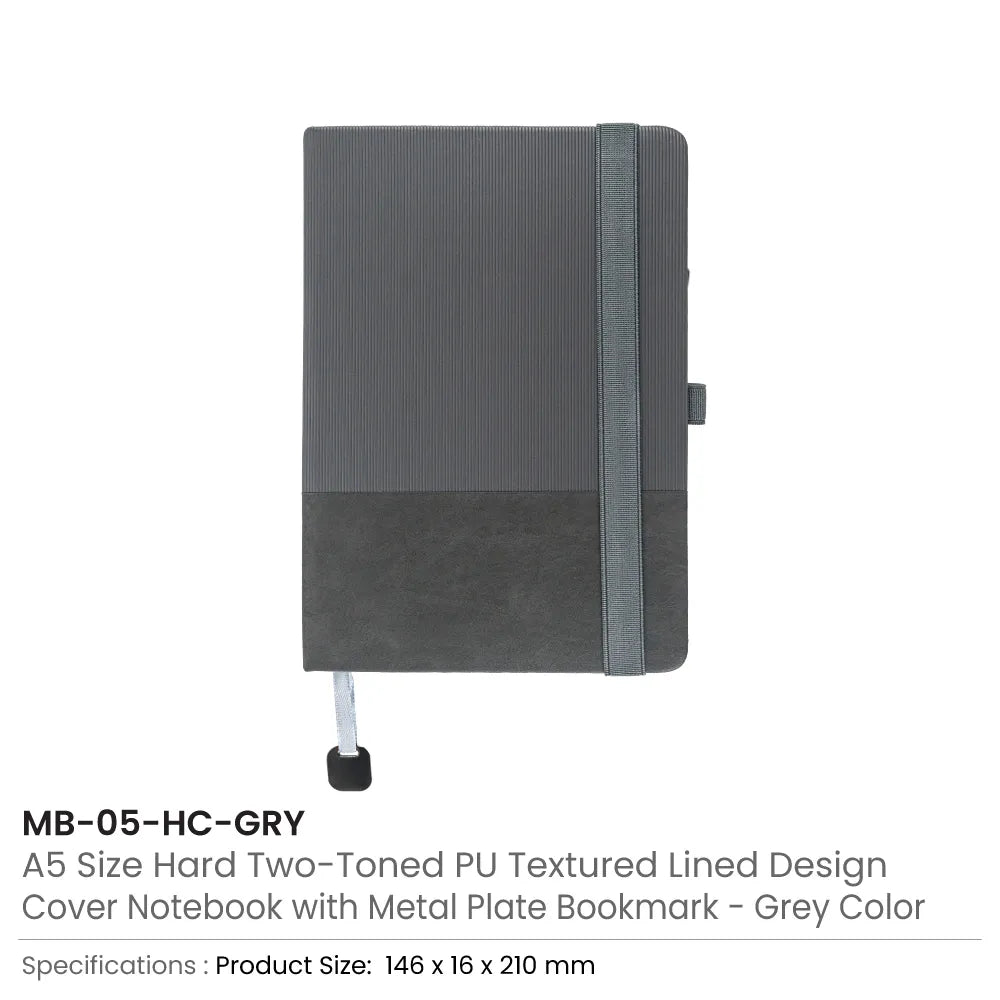 Hard Cover PU Notebooks in A5 Size with Metal Plate Bookmark