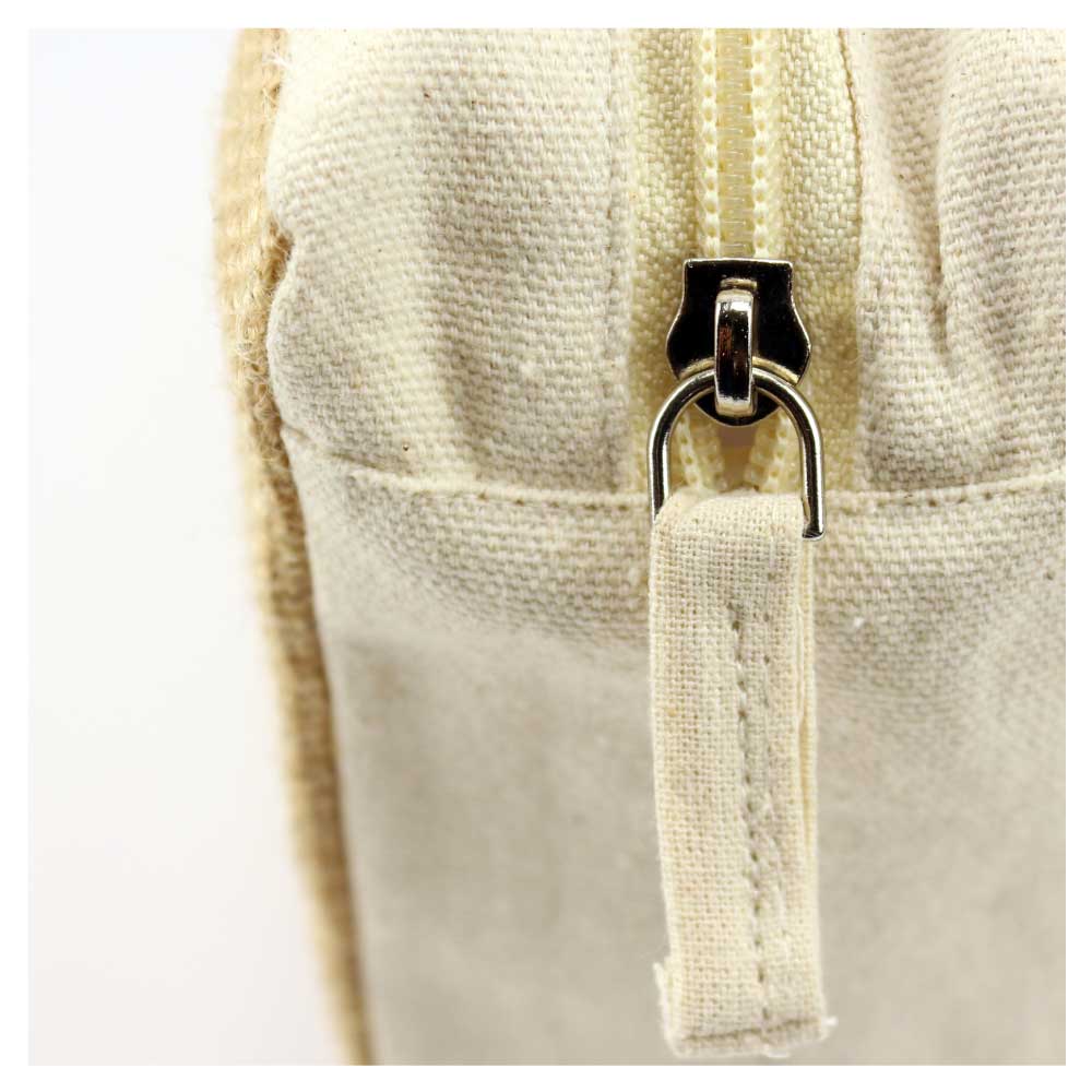 Jute & Cotton Zipper Pouch with Breast Cancer Awareness Logo