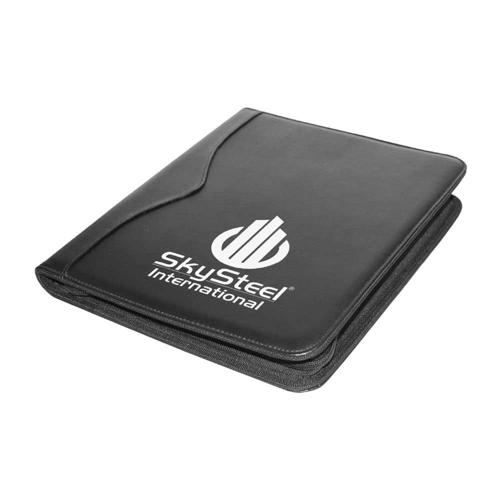 Leather Portfolio with Zipper and Calculator