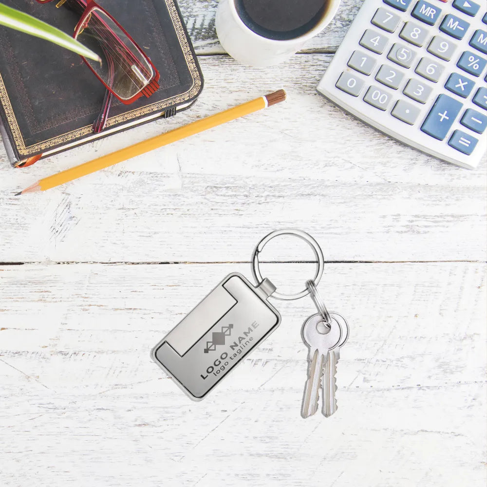 Metal Keychain Rectangle Gun Metal Matte Finish Plate